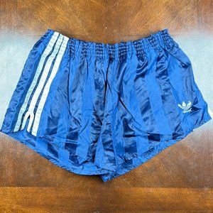 Vintage Blue Stripe Adidas Soccer Shorts